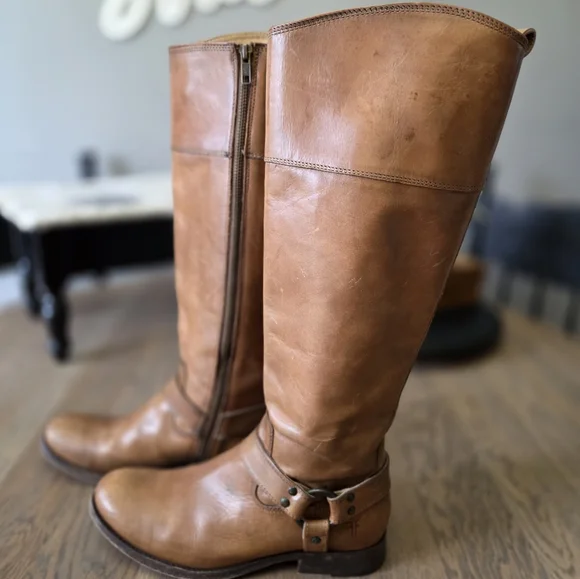 Frye Brown Heeled Boots Leather Elegance - Picture 5 of 12